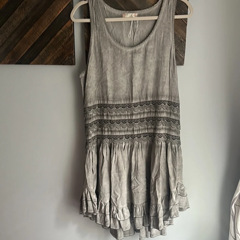 Gray ruffle Altar’d State tunic dress - Picture 9 of 9